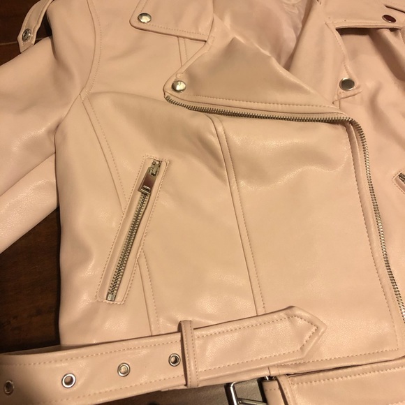 Blush Pink Faux Leather Jacket - Picture 4 of 8